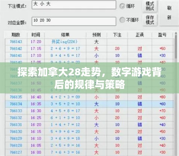 探索加拿大28走势，数字游戏背后的规律与策略