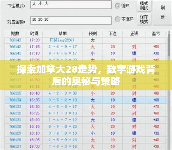 探索加拿大28走势，数字游戏背后的奥秘与策略