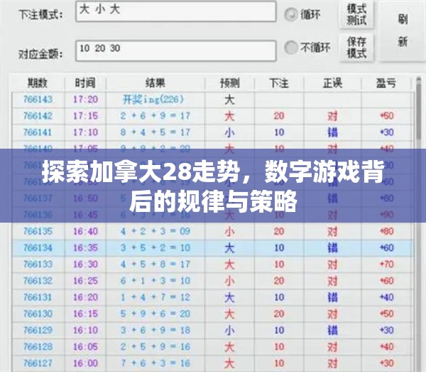 探索加拿大28走势，数字游戏背后的规律与策略