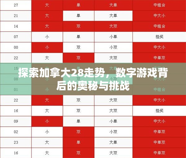 探索加拿大28走势，数字游戏背后的奥秘与挑战