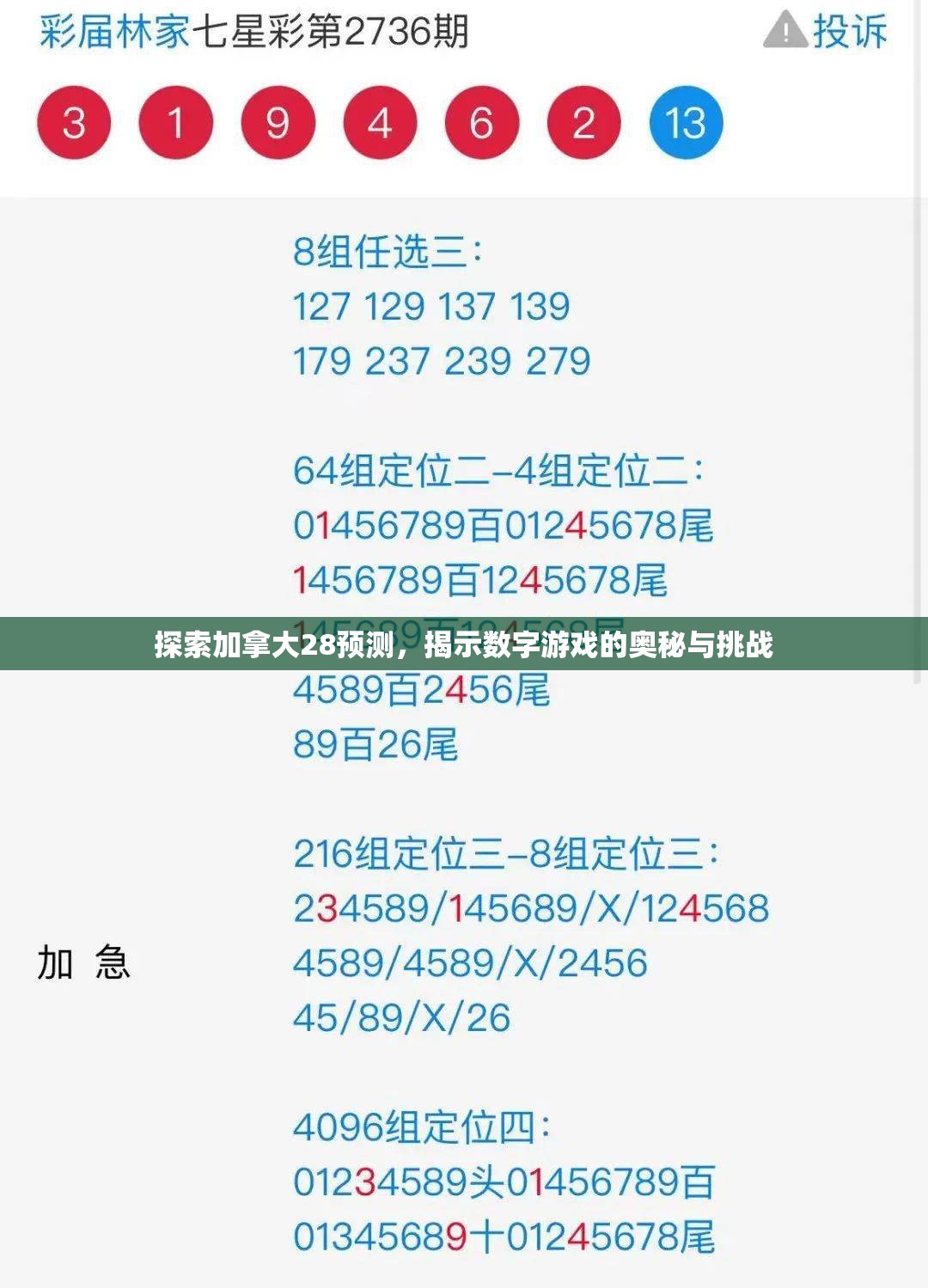 探索加拿大28预测，揭示数字游戏的奥秘与挑战