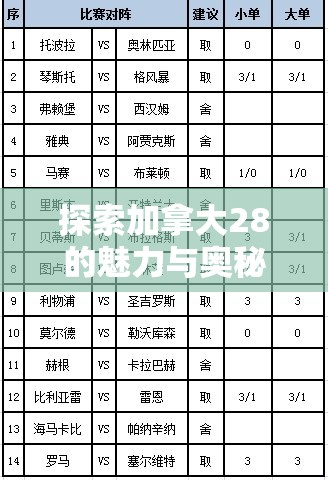 探索加拿大28的魅力与奥秘