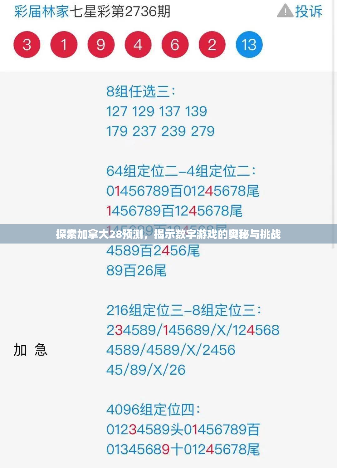 探索加拿大28预测，揭示数字游戏的奥秘与挑战