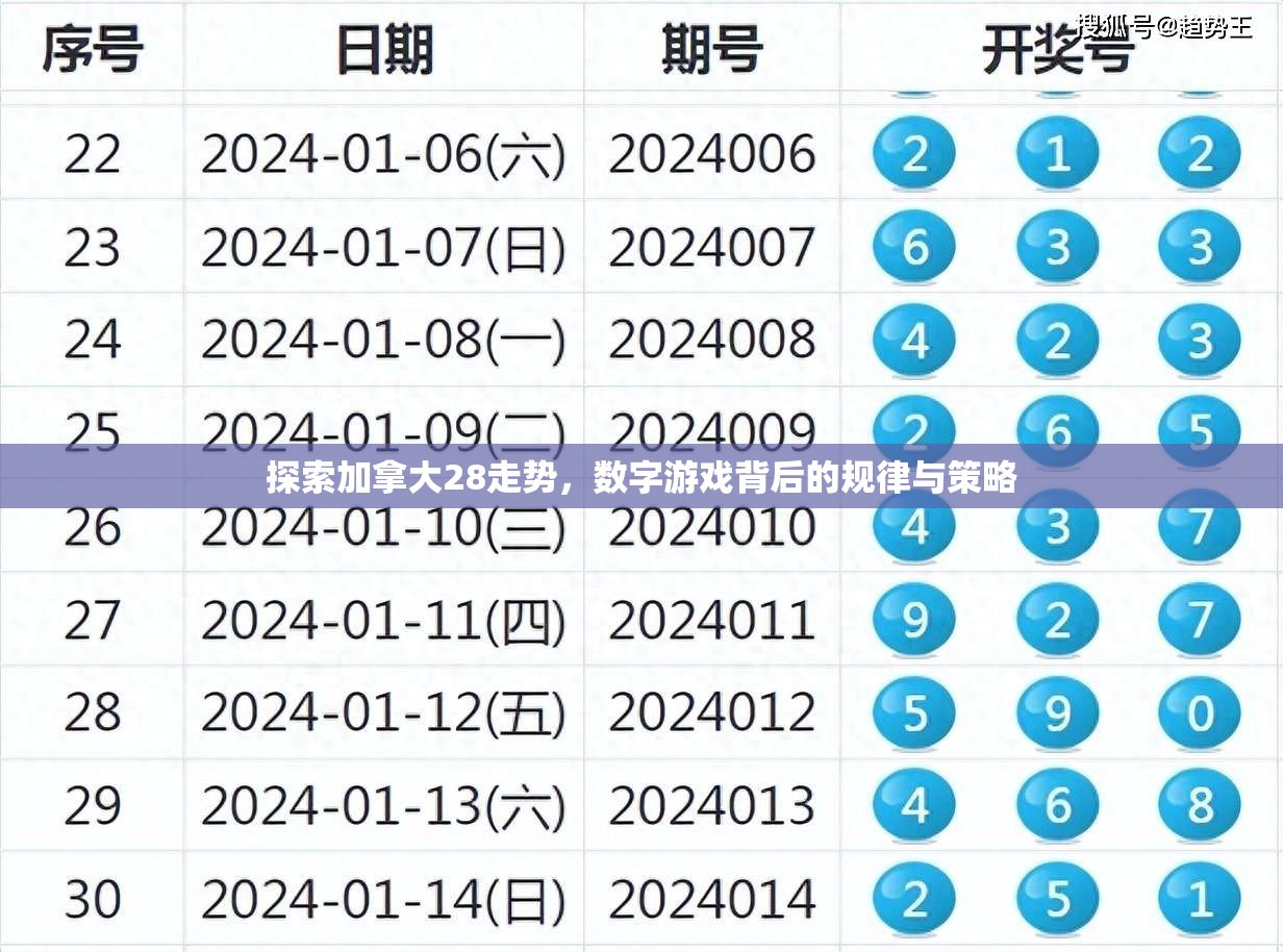 探索加拿大28走势，数字游戏背后的规律与策略